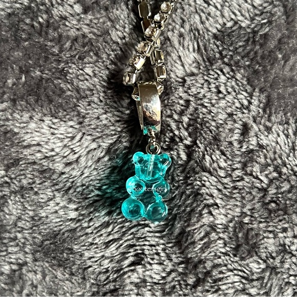 🧸Gummy Bear Charm with Matching Chain, Silver Plated with Paved Rhinestones🧸 - Picture 5 of 5